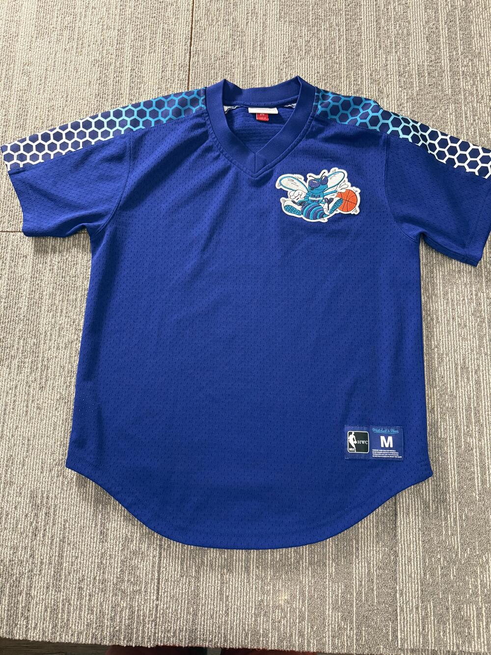 Charlotte Hornets Shirt Mens Medium Blue Mesh NBA Basketball Mitchell & Ness HWC